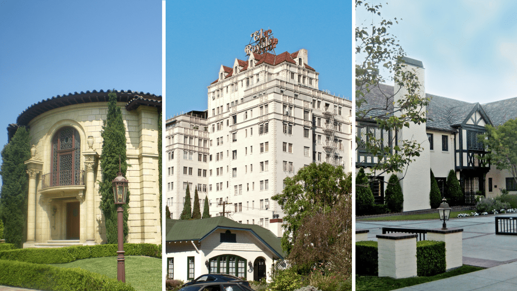 The Historic Petitfils-Boos House, Hancock Park; El Royale Apartments; and the Getty House