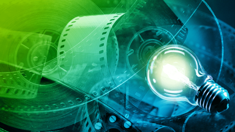 film strips with lightbulb collage