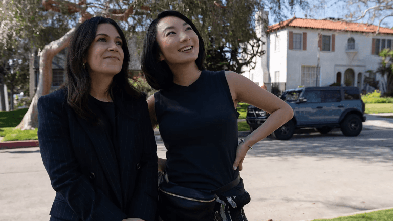 Abbi Jacobson as Leslie and Poppy Liu as Sarah on 'No Good Deed'. Photo credit: SAEED ADYANI/Netflix